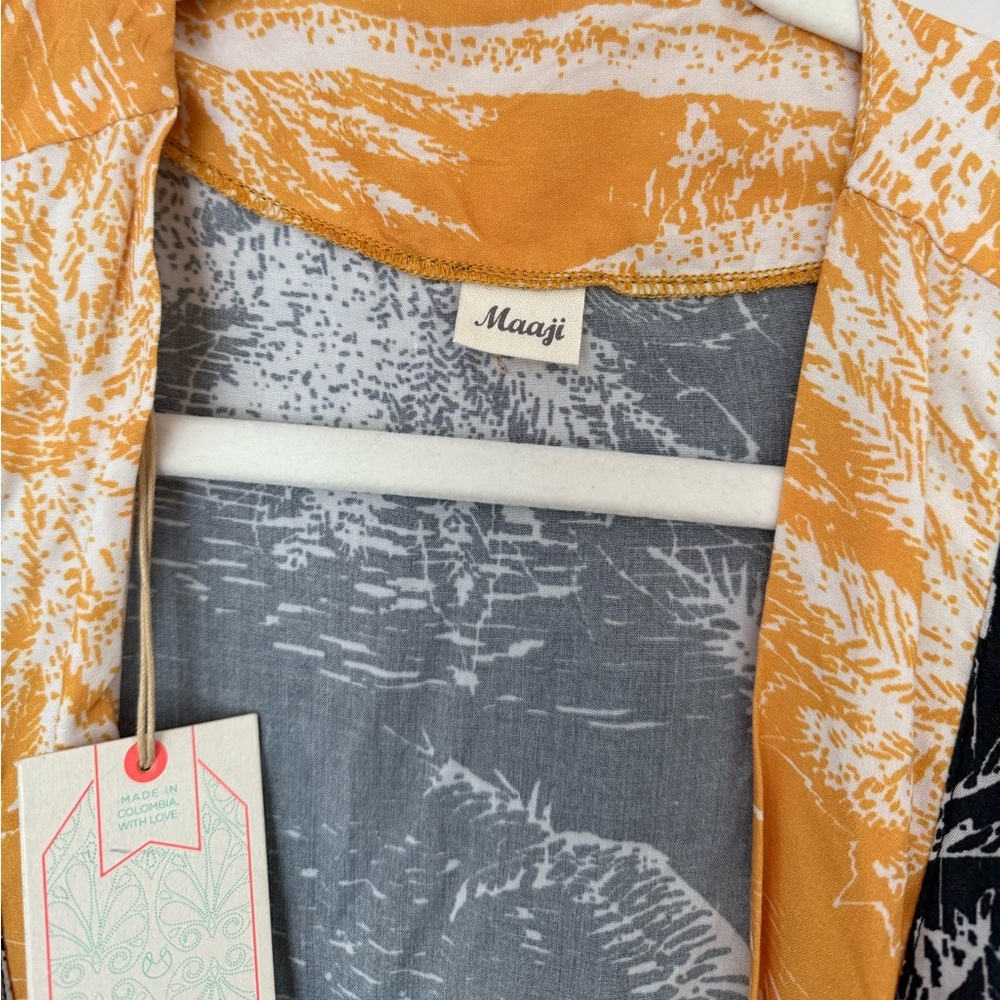 Maaji Black & Yellow Tropical Print Maxi Swim Coverup NWT - Picture 9 of 9
